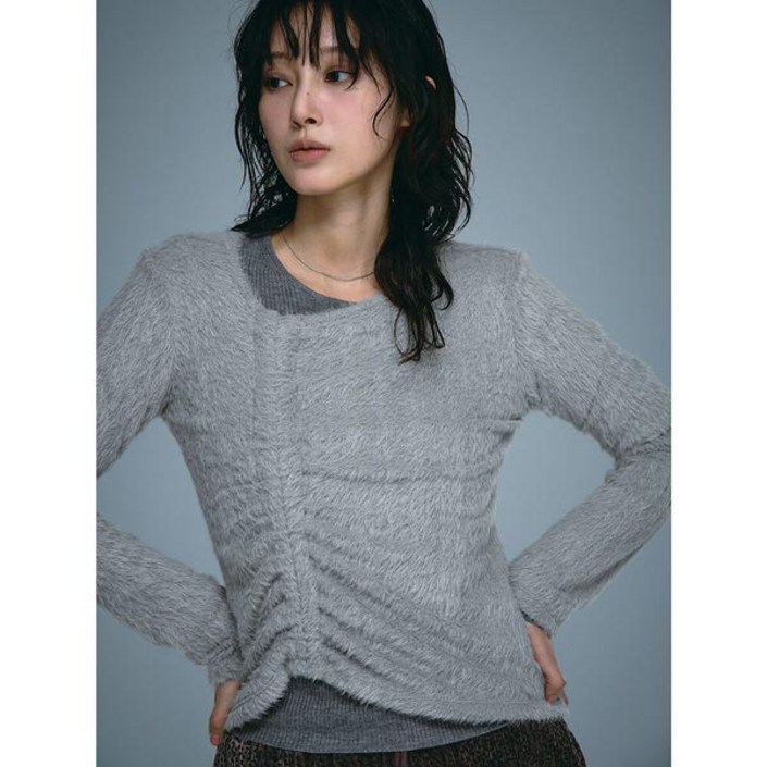 에잇세컨즈 8SECONDS 헤어리 셔링 긴소매 티셔츠 베이지 165Y41AY1A 225023