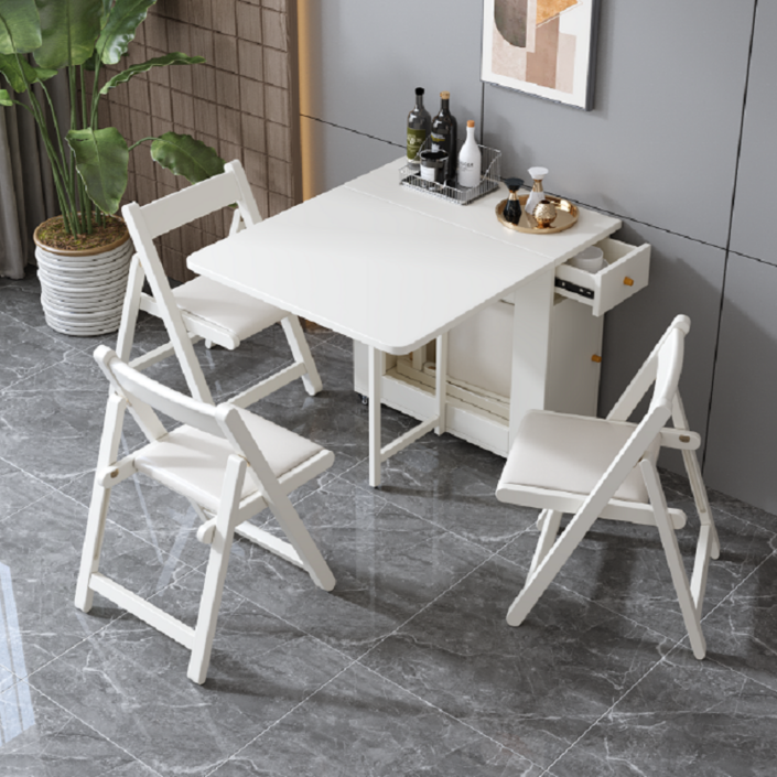 공간 활용 이동 테이블 빈티지 확장형 테이블 접이식 식탁, 1.2M원목의자2개, 2인용