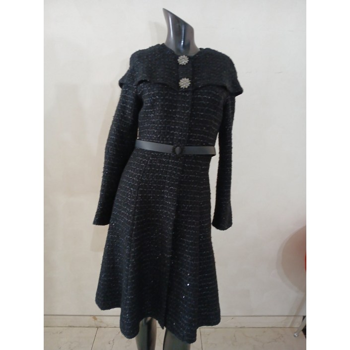 중고 잇미샤 쥬얼버튼 트위드 플레어원피스 44 NB11371
