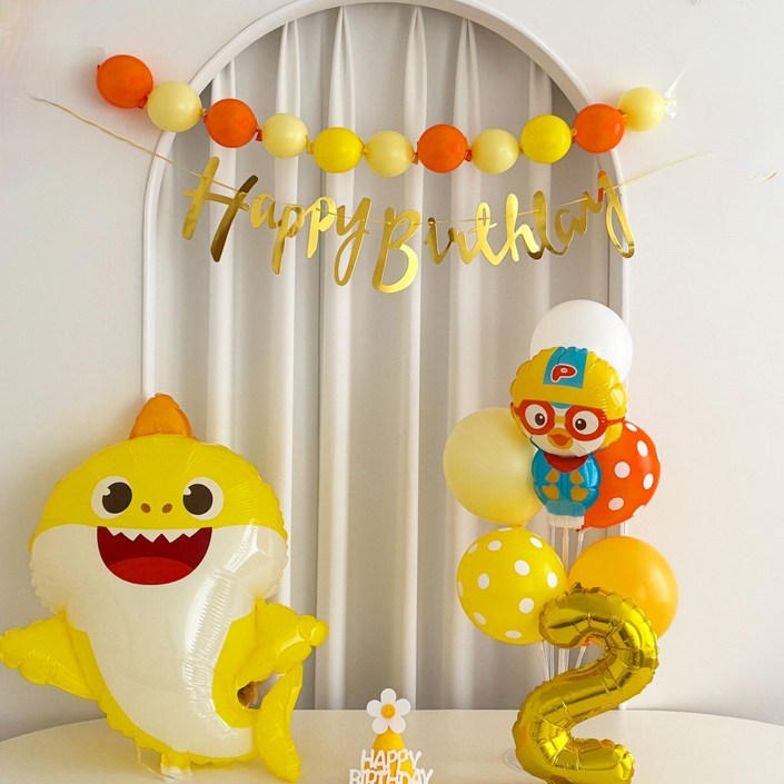 아기상어 핑크퐁 풍선 생일파티 두돌생일상, 1개, 뽀로로 풍선2 아기상어 핑크퐁 풍선 생일파티 두돌생일상, 1개, 뽀로로 풍선2