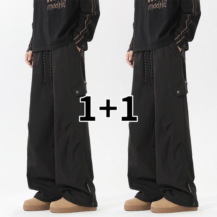 11남성용 봄가을 여유핏 스트레이트 캐주얼 바지 밴딩 빅사이즈 바지