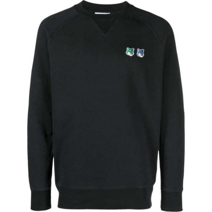 명품23SS 메종키츠네 더블 폭스 헤드 블랙 코튼 맨투맨 KM00303KM0001 BLACK KM00303KM0001BLACK00