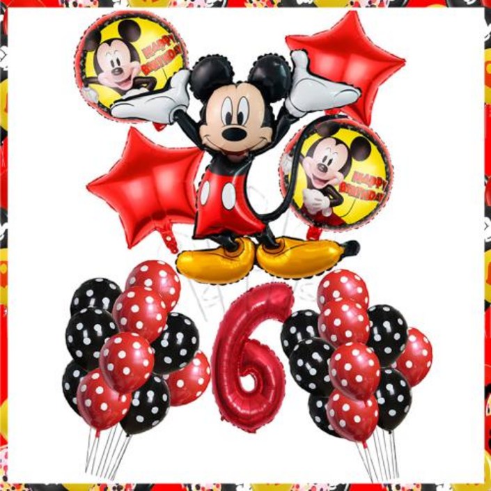 디즈니 미키 마우스 생일 장식 만화 미키와 미니 테마 식기 컵 플레이트 풍선 어린이를위한 파티 용품