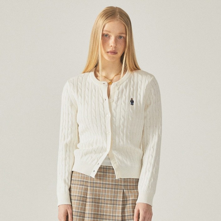 후아유 여성 스티브 케이블 가디건 꽈배기 니트 가디건  WHCKF2101F