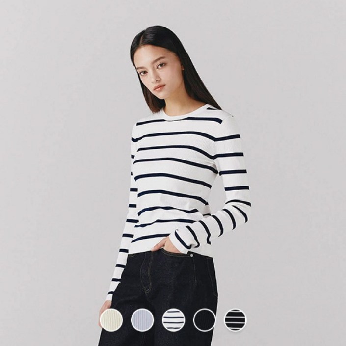 지오다노 여자 슬림핏 립 골지 니트 스웨터 긴팔 티셔츠 5컬러 354508 2325710