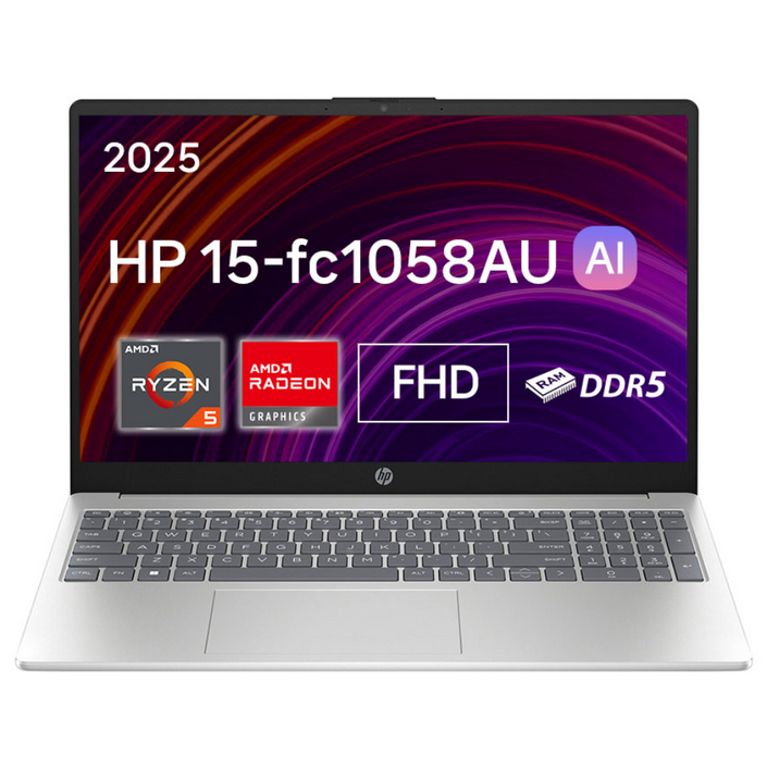 HP 15인치 노트북 라이젠5 AMD 7000 시리즈 Radeon 사무 업무 기업 대학생 휴대용 실버색상 7535HS, 15-fc1058AU, WIN11 Pro, 64GB, 2TB, Natural Silver