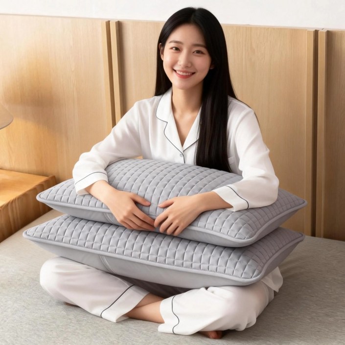 DIM 순면 진드기방지 얼룩방지 누빔 베개커버 40×60 50×70 2개