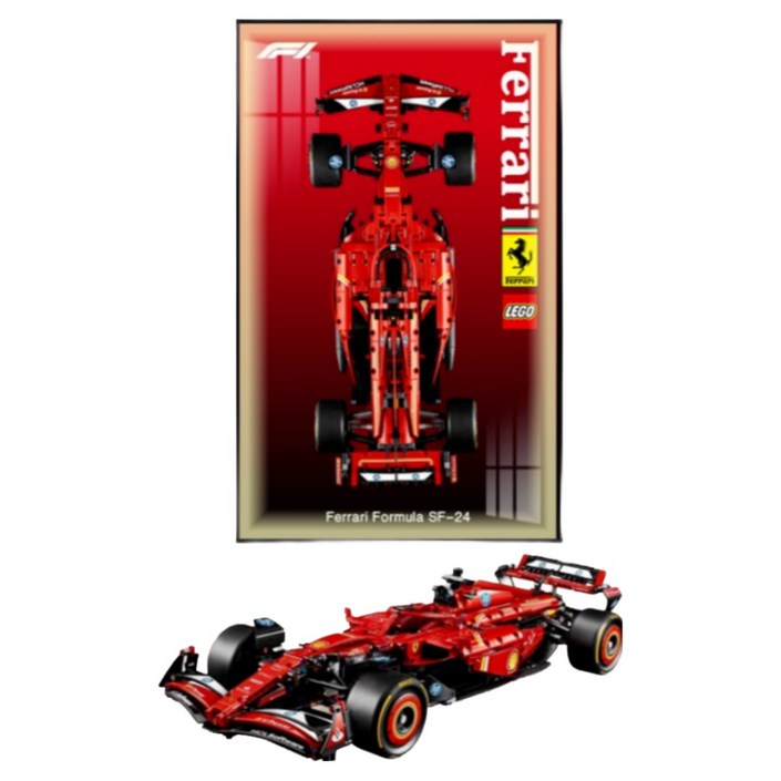 이링인터 레고액자 테크닉 LED 알루미늄 프레임 80X50cm, 1개, 레드 페라리 SF24