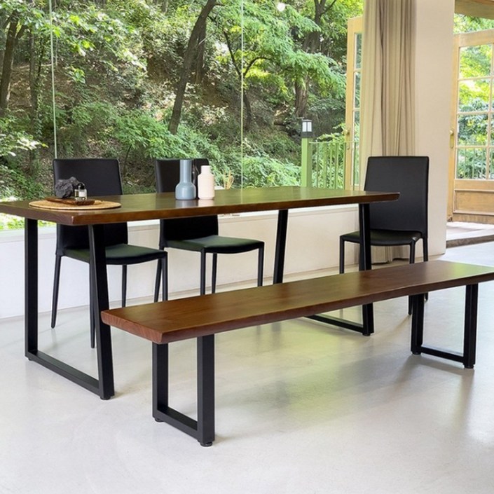 베르디안 로나 우드슬랩테이블 1800 원목테이블 원목식탁 6인용 8인용 원목식탁, A자형다리골드