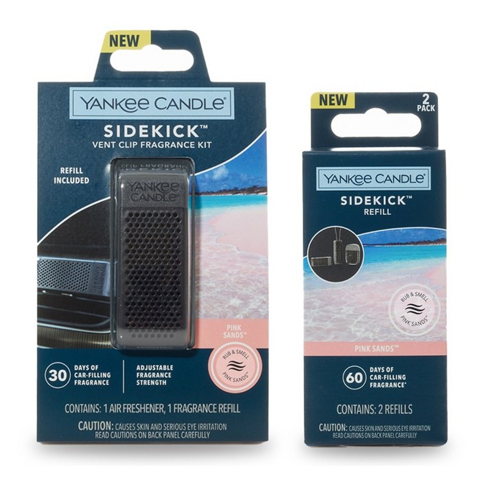 본품리필 양키캔들 고급 차량용 방향제 사이드킥 벤트클립, 1세트, 사이드킥 벤트클립 DOT 핑크샌즈