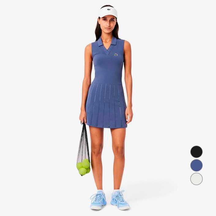 라코스테 여성용 테니스 슬리브리스 플리츠 드레스