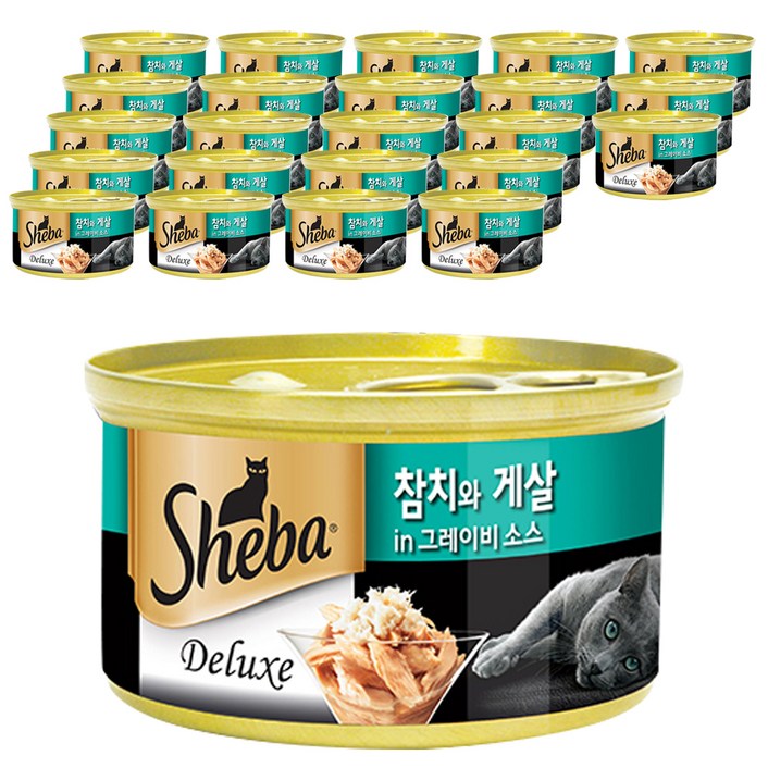 쉬바 반려묘용 간식 캔, 참치  게살 혼합맛, 85g, 24개