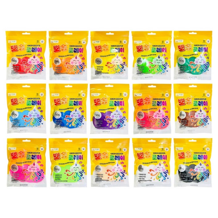 티니월드 뽀송클레이 15종 세트, 혼합색상, 50g, 1세트