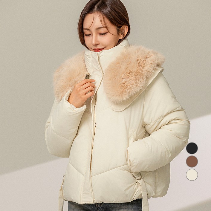 부루앤쥬디 여성용 탈 부착 퍼 카라 점퍼 OQLJP507B