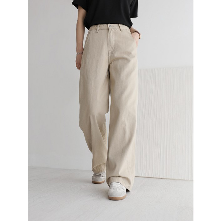 앤드스타일 여성용 숏기본롱 기장 딱맞진 No8 트윌코튼 절개 인밴딩 와이드 팬츠 264397