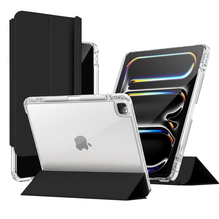 와이드 클리어 아이패드 슬라이드 세로거치 고광택 투명케이스 아이패드 7 8 9 10 에어 6 5 4 프로11 프로13 12 호환 애플펜슬 충전 수납 홀더