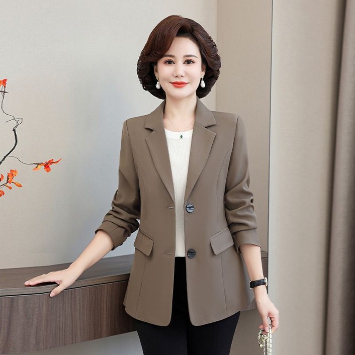 여성 정장 자켓 슬림핏 중년 엄마 코트 오피스룩 양복 봄가을 캐주얼 블레이저 상의 WMY