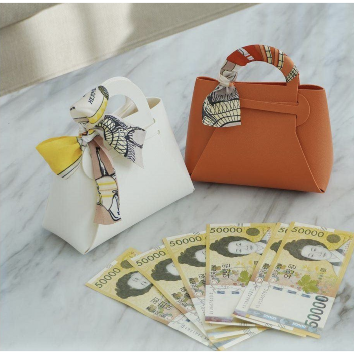 지바이 반전 효도 생일 어버이날 용돈 박스 가방머니홀더 무료증정, 화이트, 1개