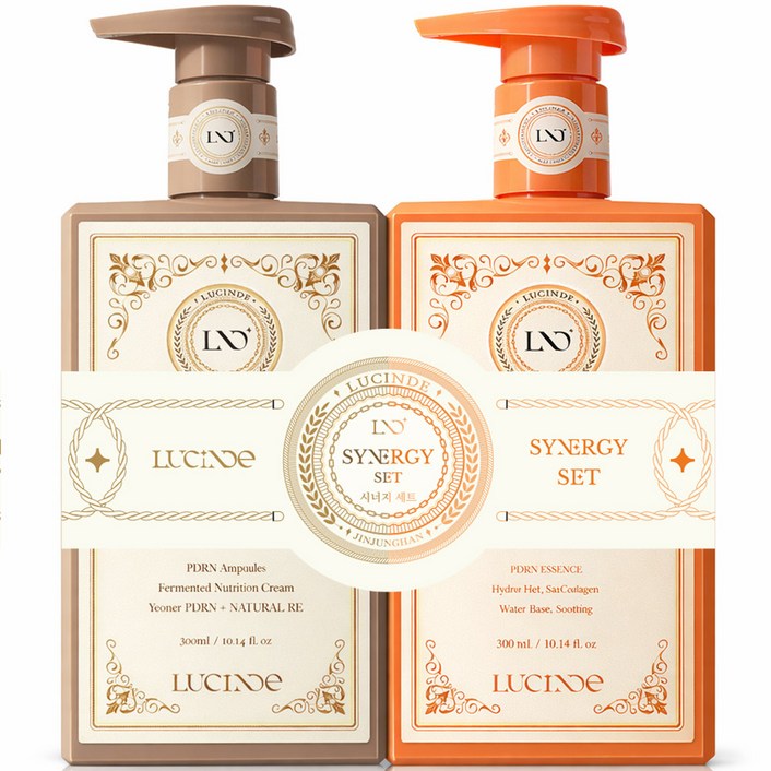 뤼산드 PDRN 연어발효 앰플크림 300ml 1개 + 소몽 에센젤 300ml 1개 시너지 반반 로션 세트