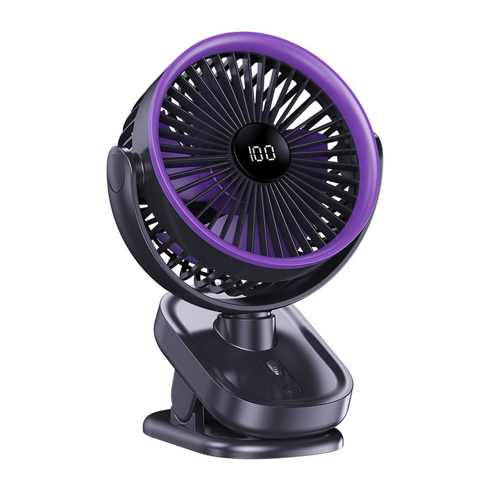 QUZO 휴대용 클립형 선풍기 자동회전 타이머 기능, 블랙