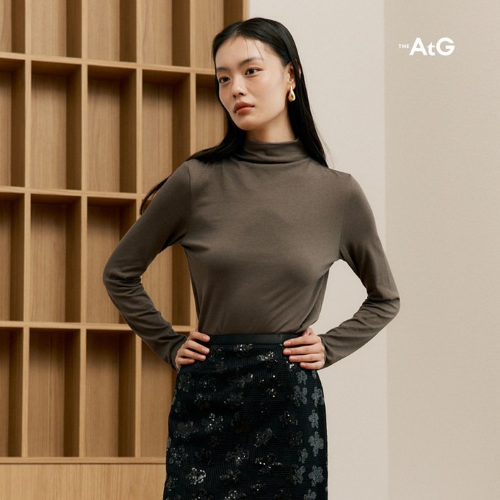 더엣지 44,55,66ONLY코튼 모달 하이넥 티블라우스 5종 138986