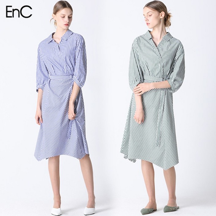 이앤씨 카라넥 스트라이프 원피스  택가격  259000원