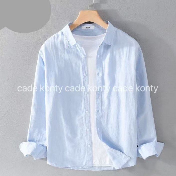cade konty 남성용 린넨 셔츠 여름 긴팔 남방cade konty