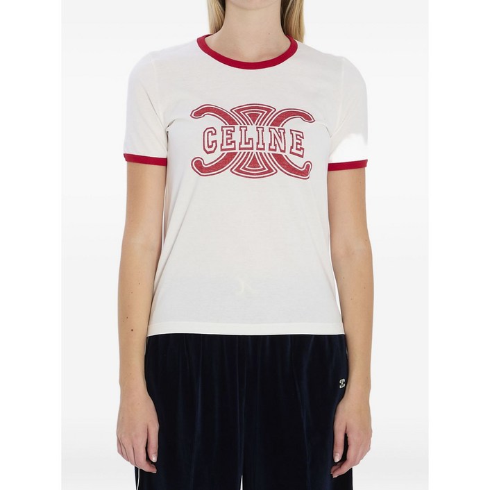 셀린느 트리옹프 프린트 코튼 티셔츠