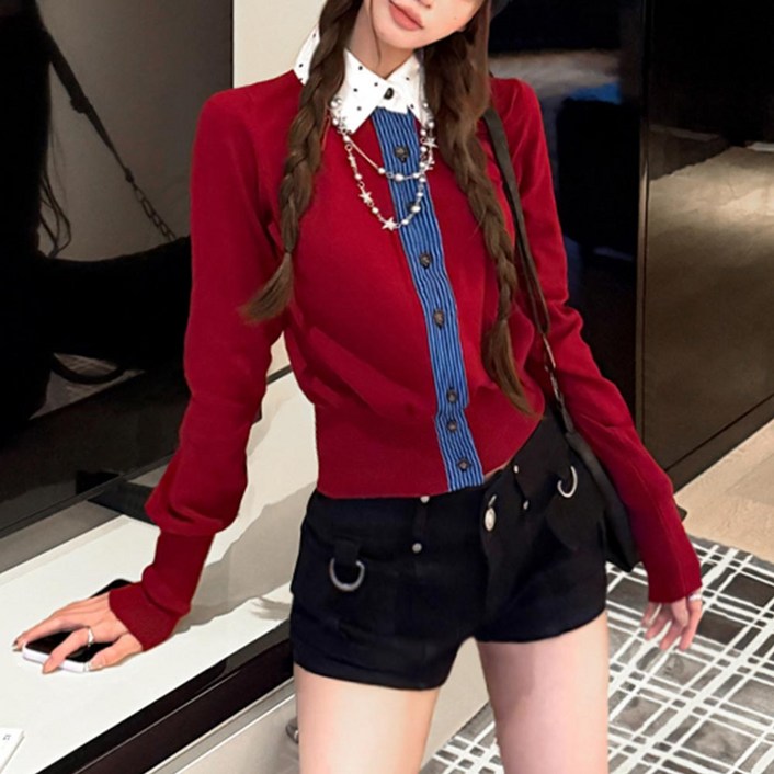 대박난박양 카라 니트 가디건