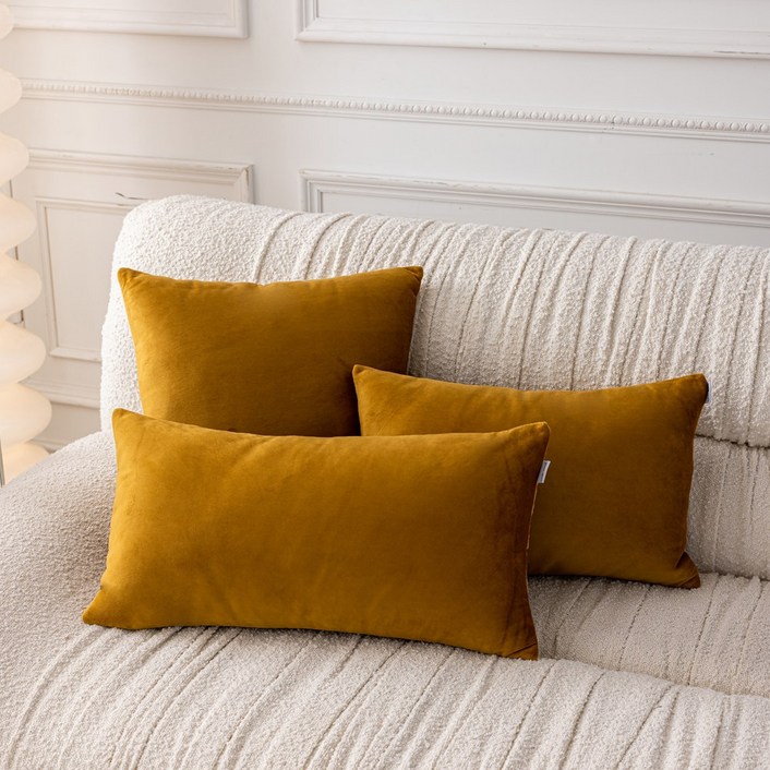 생활방수 커버무드 패브릭 소파 쿠션  솜 포함, 머스타드