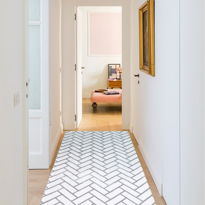 리빙플러스 긴 복도 발코니 베란다용 프리미엄 극세사 헤링본 카페트