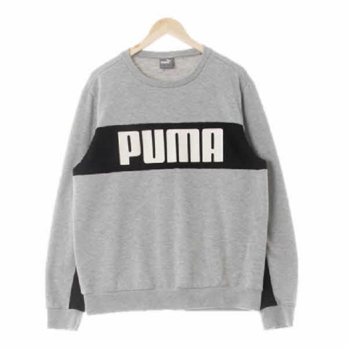 1477 퓨마그레이 프린팅 절개배색텍스트맨투맨 XL