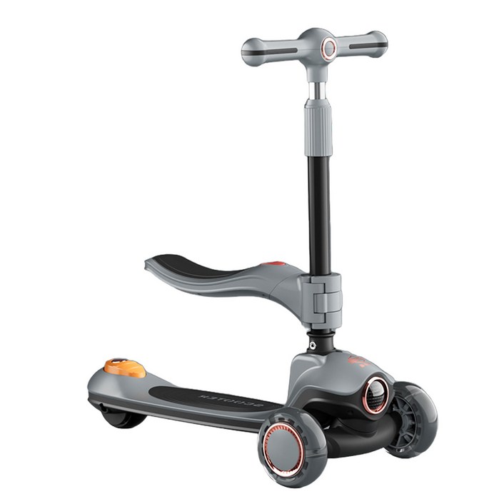 분리형 의자 원터치 접이식 어린이 킥보드 LED 라이트  음악 기능, black, 1개