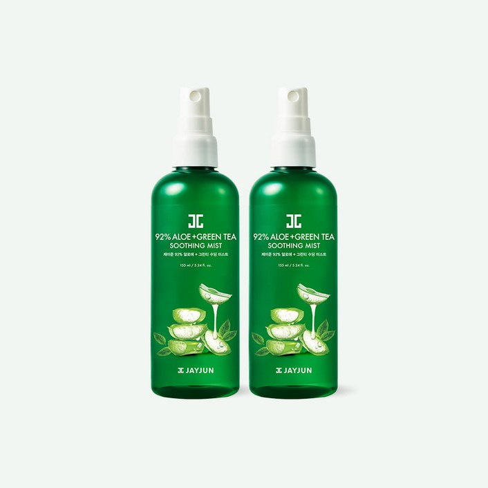 제이준 공식판매처임박특가11 92 알로에 그린티 수딩 미스트 155ml 2025.01.25까지, 2개, 155ml