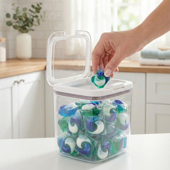 템픽 원터치 세탁 캡슐 세제 보관함