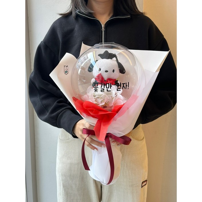 스튜디오클레어 산리오 졸업 인형 새학기 아크릴 레터링 볼 유치원 아이 꽃다발, 1개, 레드