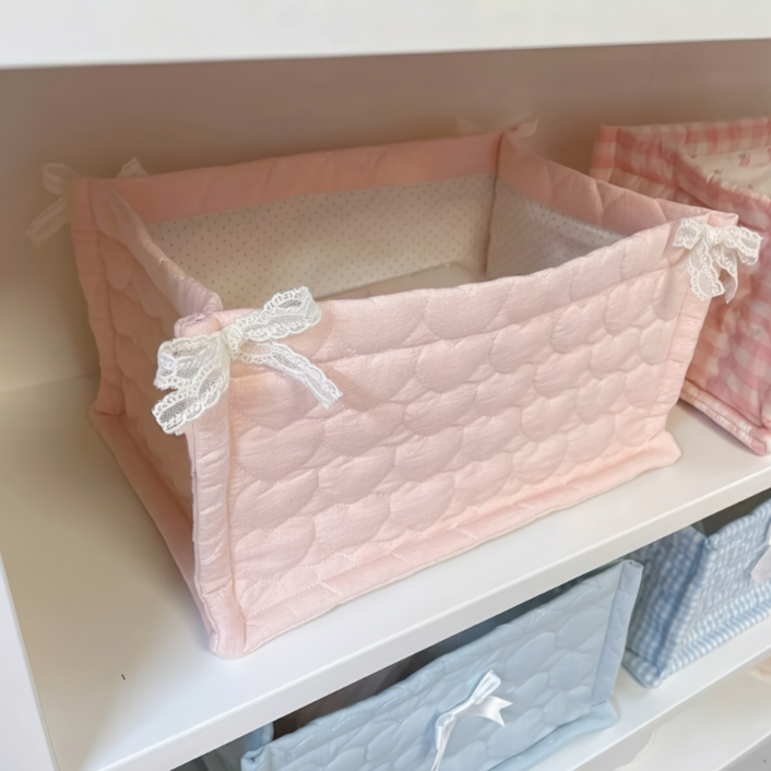 귀여운 패브릭 데스크탑 직사각형 정리 바스켓