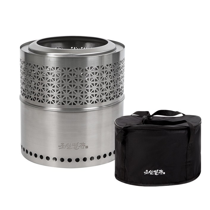 조선땔감 원형 화로대 플레임팟 불멍 바베큐그릴 캠핑 이중연소 화로대 전용가방포함, 1개