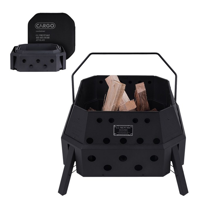 카고컨테이너 캠핑 이중연소 접이식 원액션 휴대용 화로대 파이어 핏 맥스, 1개