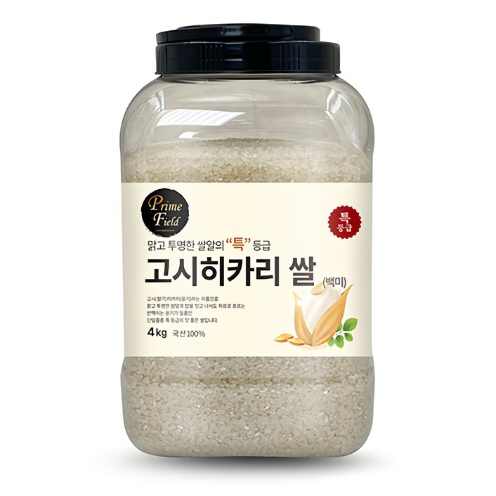 Prime Field 고시히카리 백미, 4kg, 1개, 특등급