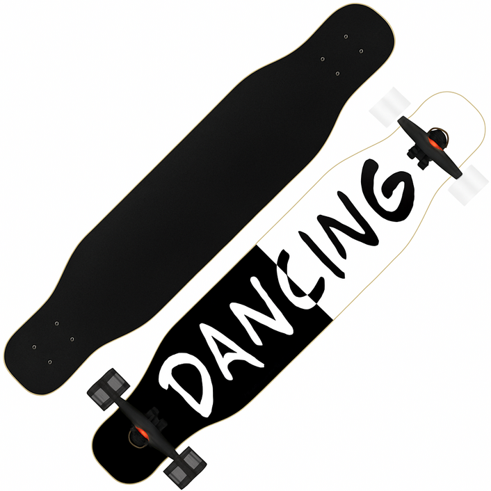 HS7 롱보드 초보용 댄싱 입문용 스케이트 초등학생 44인치 로드 틱톡 인싸 발광휠 컬러휠, 블랙앤화이트, 1개