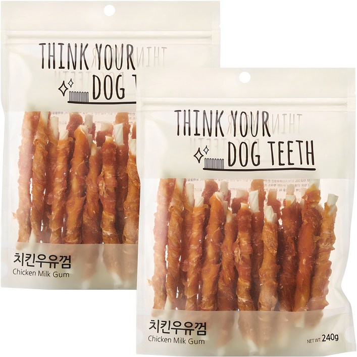 띵크유어도그티 강아지 딩고 덴탈껌, 혼합맛치킨우유, 240g, 2개