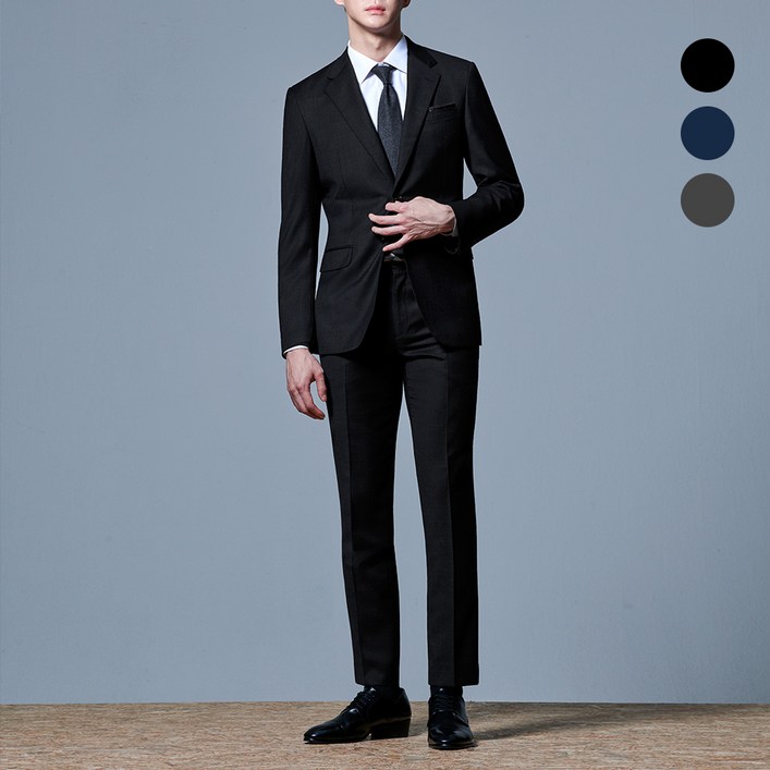 맨잇슈트 남성용 솔리드 기본핏 베이직 정장 상하의 세트