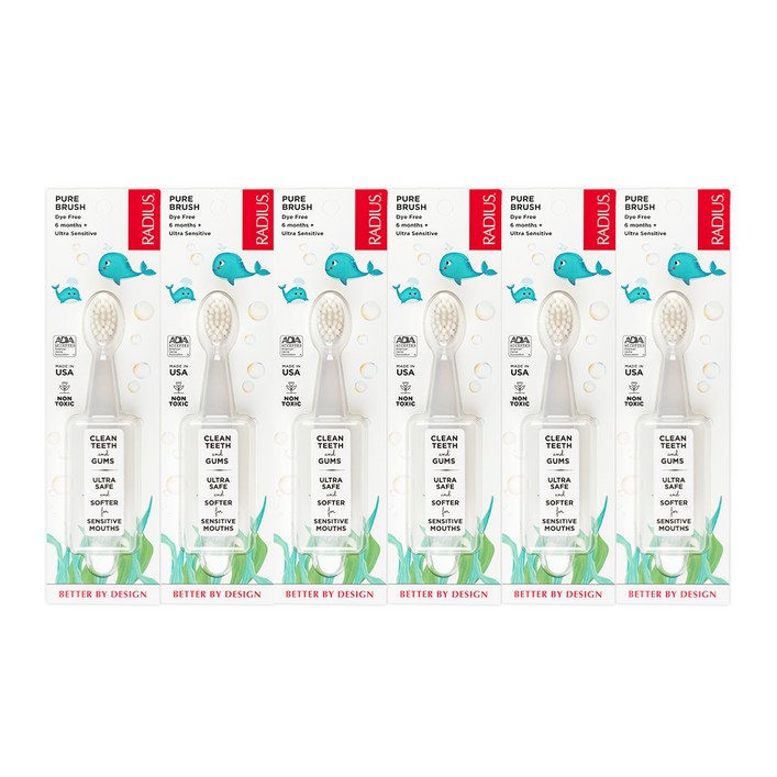 래디어스 퓨어베이비 칫솔 1단계, 단일 색상, 1개입, 6개