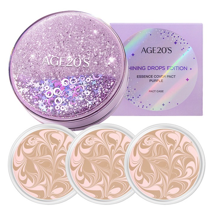 에이지투웨니스 샤이닝 드롭 에디션 뉴오리지널 에센스 커버 팩트 케이스 리필 12.5g x 3p 에이지투웨니스 샤이닝 드롭 에디션 뉴오리지널 에센스 커버 팩트 케이스 리필 12.5g x 3p