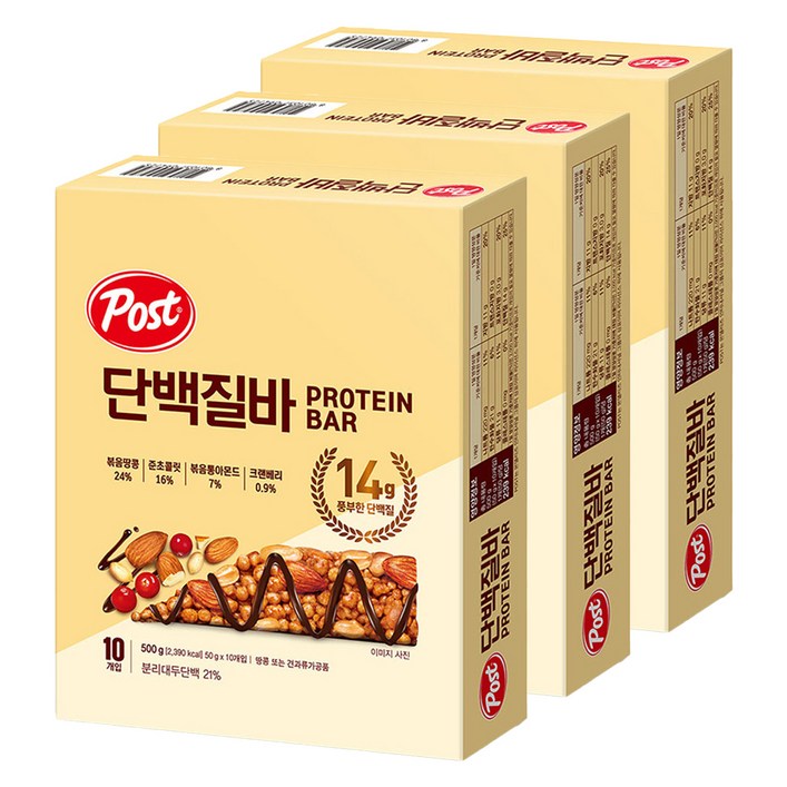 포스트 단백질바, 3개, 500g 포스트 단백질바, 3개, 500g
