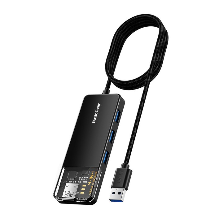 베이직기어 4포트 USB 3.0 허브 BGUH15M, 블랙, 1개 베이직기어 4포트 USB 3.0 허브 BGUH15M, 블랙, 1개