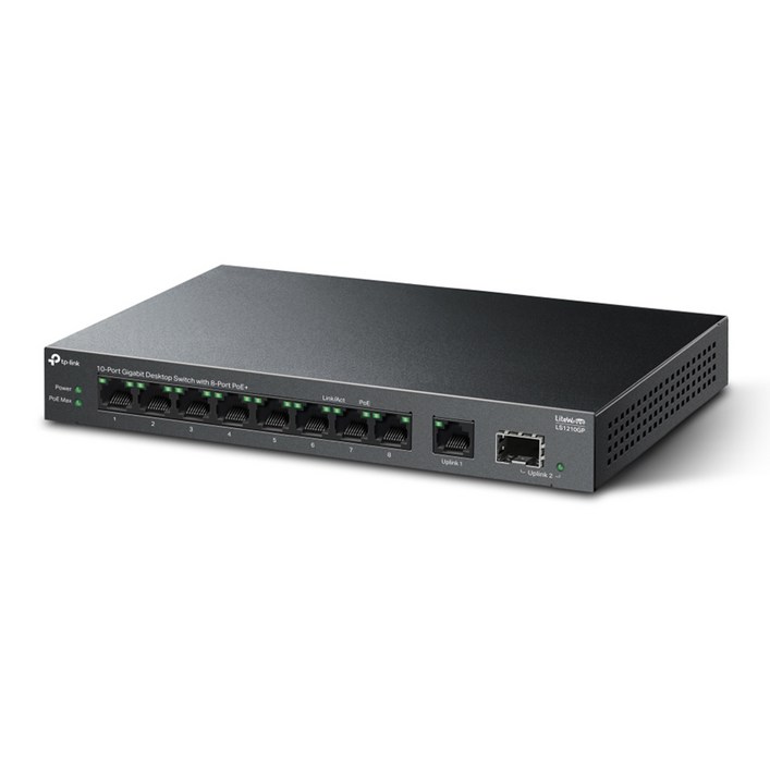티피링크 10포트 기가비트 데스크톱 스위치 8포트 PoE 지원, LS1210GP, 1개