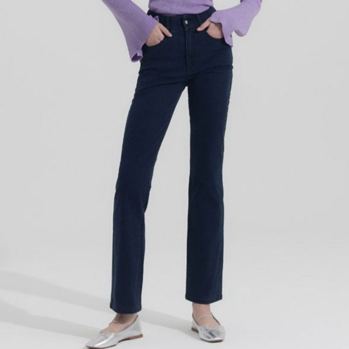 뱅뱅 여성용 라이크라 스트레이트핏 데님 긴바지