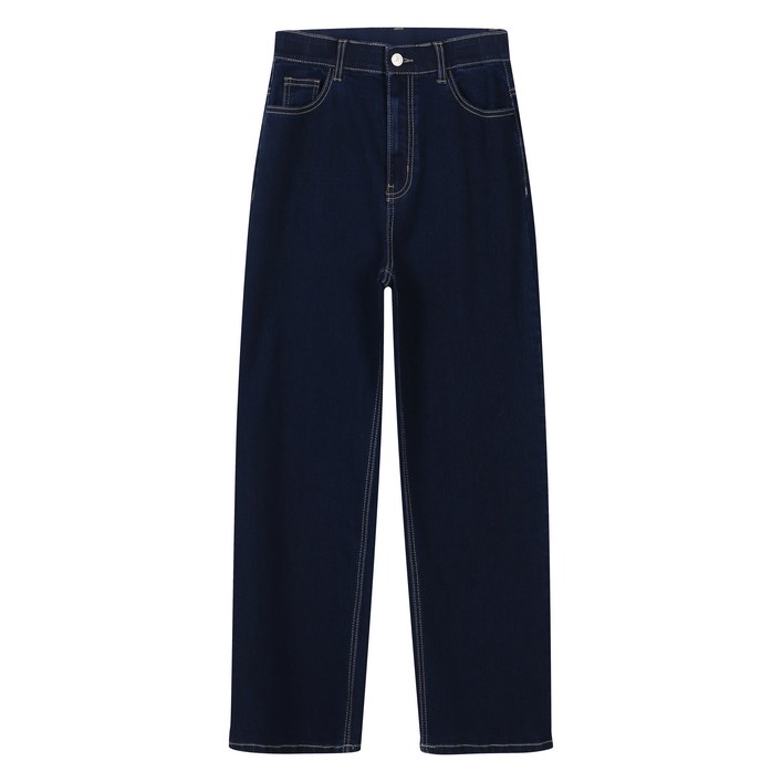 플라스틱아일랜드 여성용 릴렉스 롱 데님 팬츠 PQ7DP202